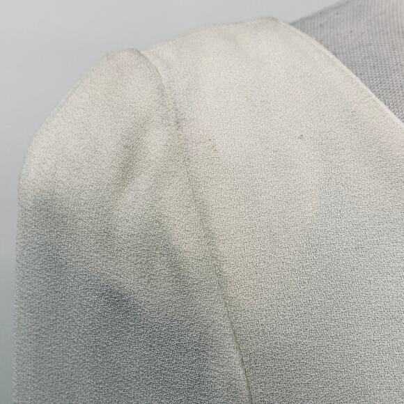 Vintage 80s Fringe Trim Dress Drop Waist Bow Detail Long Sleeves Ivory Womens 10 - Picture 5 of 12